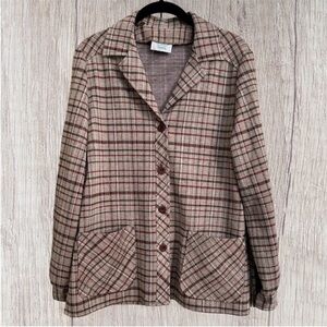 Vintage Brown Plaid Blazer Jacket